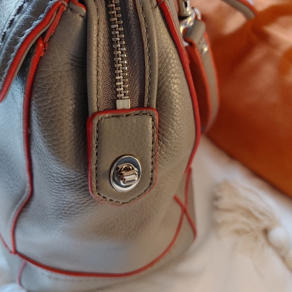 Coach Grey and Red Satchel Bowler Handbag - Picture 4 of 11